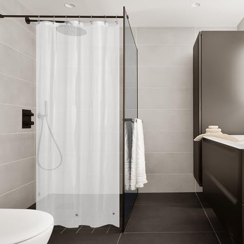 Image of Mrs Awesome Stall Shower Curtain Liner 36x72, PEVA Plastic Shower Liner for Bathroom Lightweight & Waterproof, 36 x 72, Frost