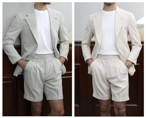 Seersucker Suits Shorts Men 2 Piece Seersucker Suits for Men Big and Tall Regualr Fit for Prom Lightweight3