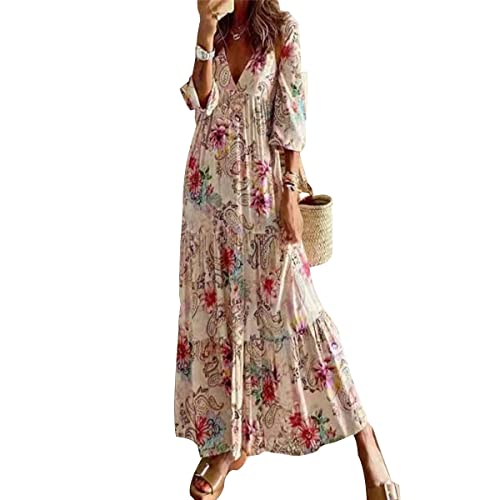 shownicer Damen Elegant Sommerkleider Rundhals Hohe Taille Chiffon Lange...