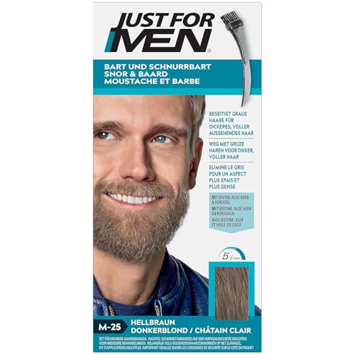 Just for men for Men Schnurrbart und Bart Hellbraun Farbstoff, eliminiert Grau für ein dickeres und volleres Aussehen – M25