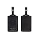 Travelambo Genuine Leather Luggage Bag Tags (black 2 pcs set)