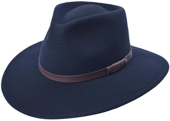 100% Wool Felt Australian Hat for Women Men Crushable Waterproof Nubuck Leather Band | Outback Cowboy Cowgirl