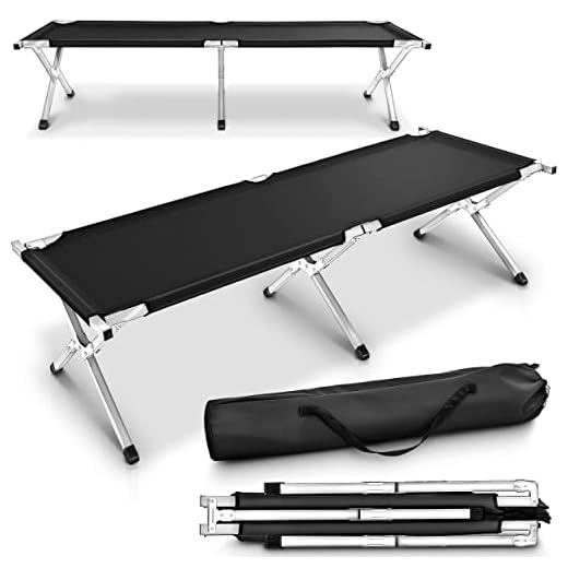 TRESKO XXL Lit de Camp Pliant pour Le Camping | 210 x 90 x 42 cm | Tubes métalliques | Charge Maximal 150 kg (Gris)