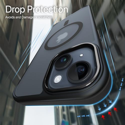 Image of Vaku Luxos Back Cover Case for iPhone 15 Shockproof Scratch Resistant Slim Thin Military-Grade Protection Support Mag-Safe Wireless Magnetic Charging - Black