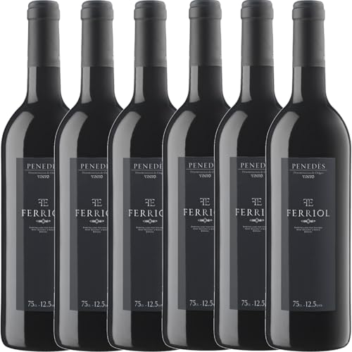 Vino Tinto D.O. Penedès Ferriol Pack 6 Uds. – Merlot y Tempranillo de Viñedos Propios – Equilibrado, Suave y con Taninos Agradables y Persistentes – 12,5% Vol Botella 75 cl – Covides