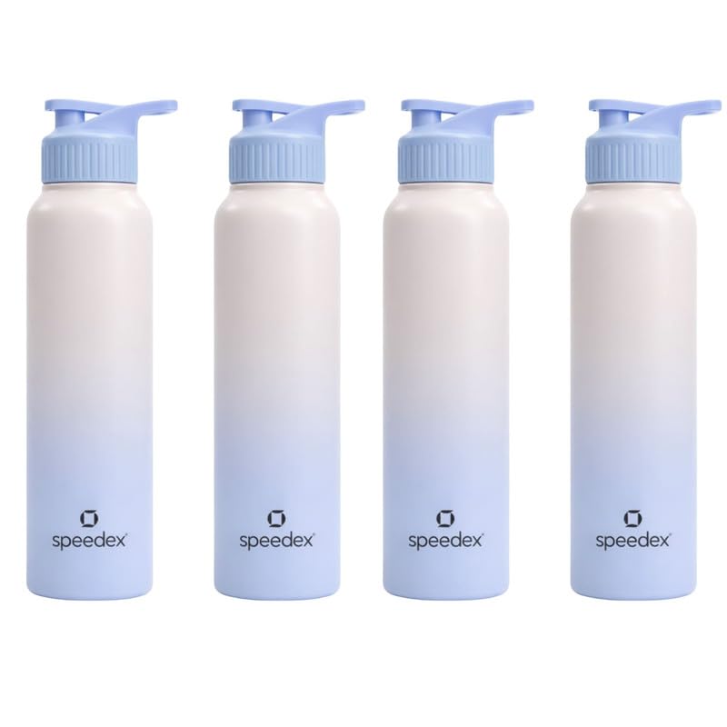 Image of Speedex Stainless Steel Metal Water Bottle 1 Ltr 1000 ml, BIS Approved, Leak Proof Sipper Cap Bottle for Office, School, Gym, Travel, Daily Use for Men, Women, Kids, Adults, Pink Blue, Set of 4