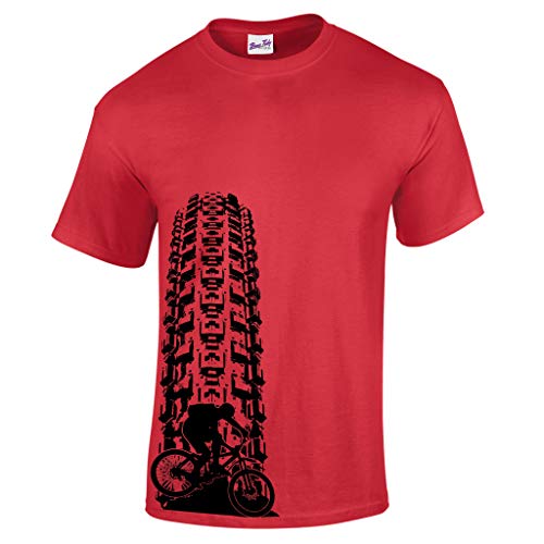 Men's Downhill MTB Tyre Track T Shirt Red L