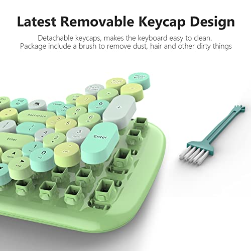 Image of KNOWSQT Wireless Keyboard and Mouse Combo, Light Green 100 Keys 2.4 GHz Round Keycap Typewriter Keyboards, USB Receiver Plug and Play, for Windows, PC, Laptop, Mac, Desktop