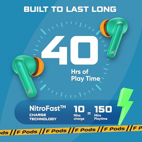 Image of Fastrack Fpods FX101|BT5.4 TWS Earbuds, 40Hrs Playtime, Quad mic ENC for Crystal Clear Calls, Low Latency Gaming Mode Upto 50ms,NitroFast Charge