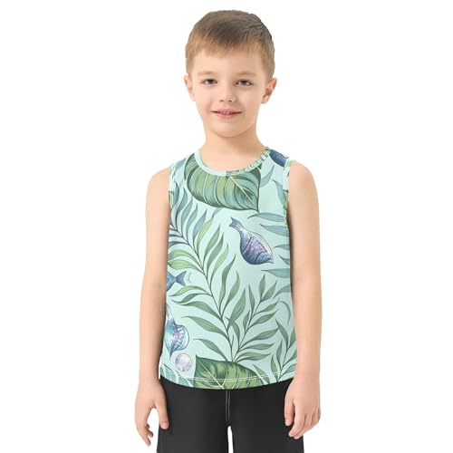 Tropical Plants Boys Tank Top Sleeveless Casual Vest Tees Casual Tops for Kids for Outdoor Beach Fitness Work Out 3T2