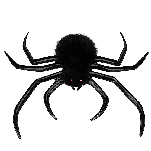 Nadmuchiwany pająk na Halloween | Owłosiony Czarny Gigantyczny Pająk Dekoracje Zewnątrz | Dekoracja pająka dmuchanego do wnętrz/na zewnątrz | Rekwizyty na HalloweenBlack90