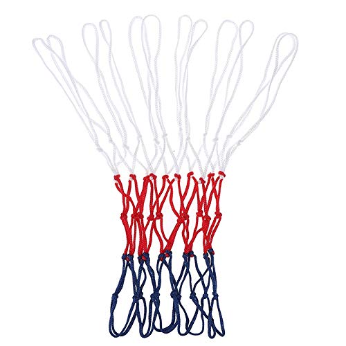 Filet de basketball durable extérieur maillage filet de sport bleu blanc rouge 12 attaches