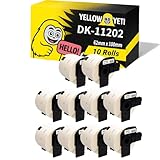 Yellow Yeti 10 Rollos DK-11202 62 x 100mm Etiquetas para envíos compatibles para Brother P-Touch QL-500 QL-570 QL-700 QL-710W QL-720NW QL-800 QL-810W QL-820NWB QL-1100 QL-1110NWB | 300 Etiquetas/Rollo