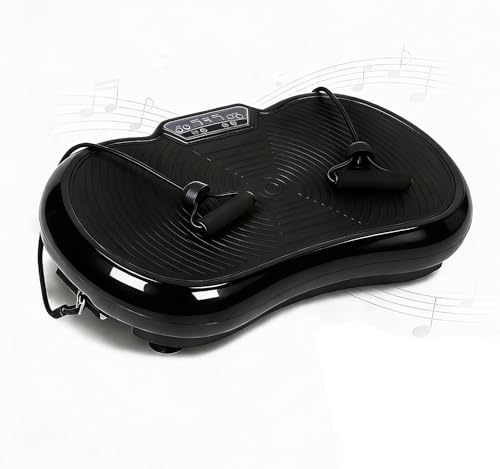 SUPER DEAL Pro Vibration Plate Exercise Machine - Whole Body Workout Vibration Fitness Platform Fit Massage Workout Trainer w/Loop Bands + Bluetooth + Remote, 99 Levels (Black)