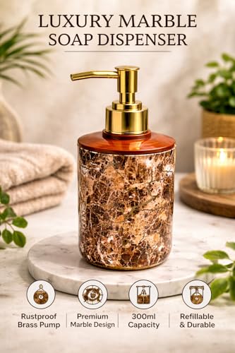 Image of Italian Design Liquid Soap Dispenser| Sanitizer Dispenser | Lotion Dispenser | Shampoo Dispenser | Handwash Bottle | Metallic Grey Finish, 350ml (Brown Gold Pump)