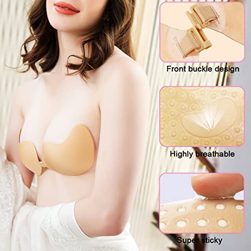 Sticky Bra,Backless Strapless Invisible Bras,Adhesive Bras For Women Push Up,Women's Strapless Super Pushup Bras Skin Color #TOP2