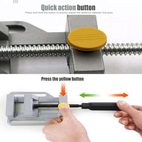 Image of HiFam Adjustable Drill Press Vice Clamp, Aluminum Parallel-jaw, Quick Release Mini Clamping Tool for Milling Machine Worktable Bench