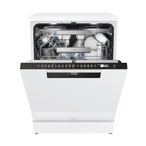 Haier I-PRO SHINE SERIE 5 XF 6B2M3PW - Lavastoviglie autoportante, 16 coperture, classe energetica B/larghezza 60 cm, AutoDoor/PowerWash / 3° cestello superiore per posate/protezione totale