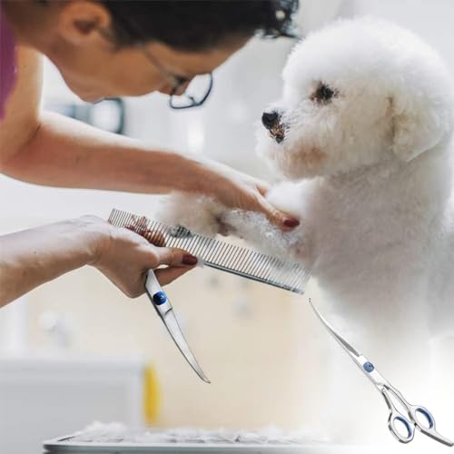 Pet Grooming Scissors, Dog Cat Curved Grooming Shears Scissors, 6" Up Curved Dog Grooming Scissors with Safety Round Tip - Image 4
