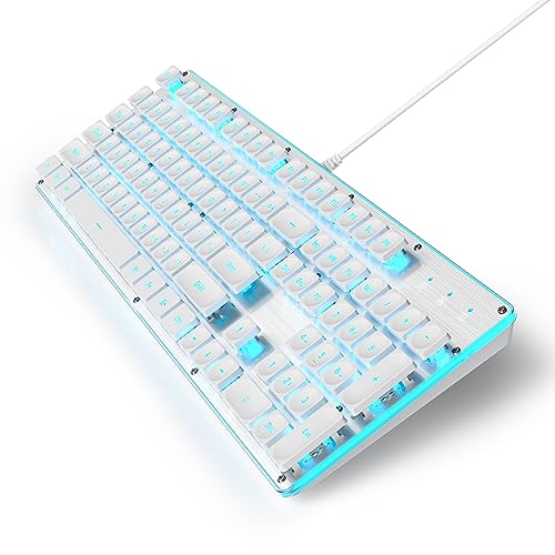 Clavier de jeu punk rétroéclairé LED bleu glacier avec touches carrées style machine à écrire