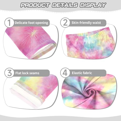 Tie Dye Rainbow Colors Girls Leggings Kids Yoga Pants Dance Active Tights 4T3
