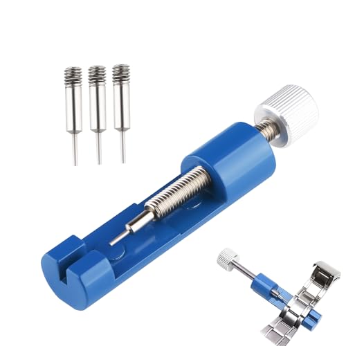 Muexoee 1 PCS Watch Link Removal Adjustment Tool - Blue Portable Watch Band Repair Kit with 3 Extra Pins for Strap Adjustment