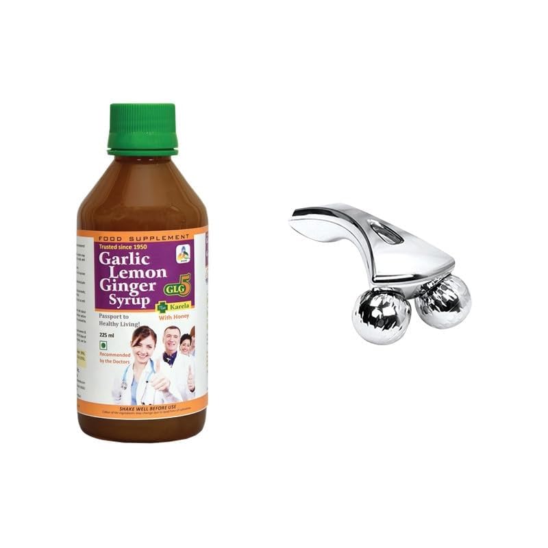 SKSB GLG5+ Karela Syrup made up of Garlic, Honey, Lemon, Ginger, Karela (Bitter Gourd), Turmeric & American Apple Cider Vinegar 525ml with one No. 3D Body Massager-image-40