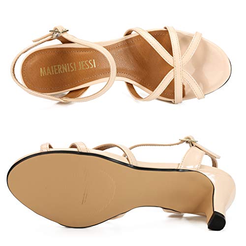 Image of MAIERNISI JESSI Unisex Men's Women's Strappy Sandals, Kitten Heel, Slingback, Open Toe, Dress Shoes