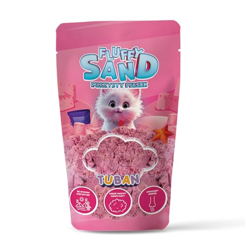 TUBAN Fluffy Sand – Flauschiger Sensory Sand 90 g – Spielsand Spielzeug – Sinnes-Sand für Kinder – Spielzeug – Klebt Nicht – Leicht – Für Förmchen – Farbe Rosa