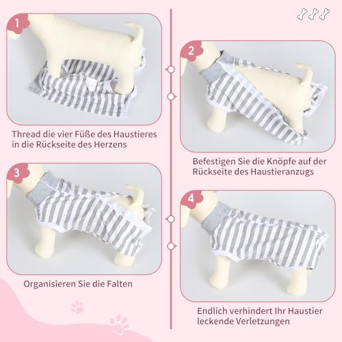 TQFlow Hundbody Nach Op, Body Hund Kastration Wundschutzanzüge Hündin Rüde, Wundschutz Professioneller Pet Recovery Suit, Operationsbody Hund Body Atmungsaktiv Hunde Einteiler (Grau,XS)
