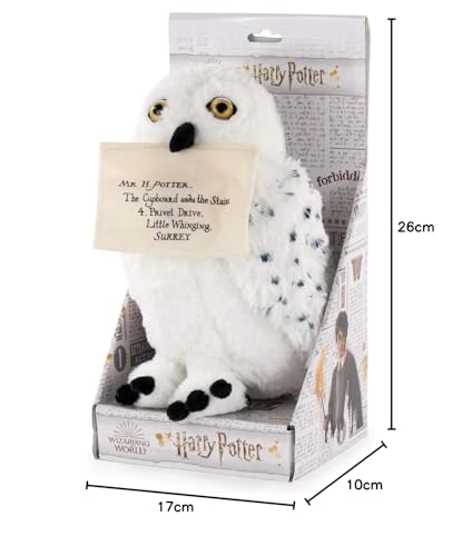 Play by Play Harry Potter - Hedwig Weiße Eule Kuscheltier mit Magnetischem Umschlag und Display 9'45'/24cm - Superweiche Qualität