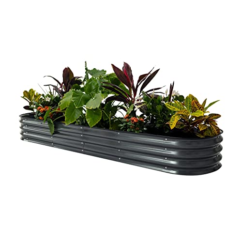 Vego Garden Raised Garden Bed Kits, 11" Tall 9 In 1 8Ft X 2Ft Metal Raised Planter Bed For Vegetables Flowers Ground Planter Box-Modern Gray #TOP8