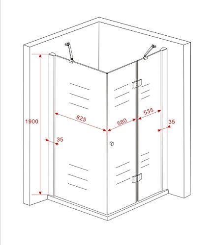 DE BESTE DOUCHESYSTEMEN - 6 MM DOUCHECABINE SIMILE 120 X 90 X 195 CM / DOUCHEBAD SCHEIDINGSWAND DOUCHESCHERM MET DOUCHEBAK -