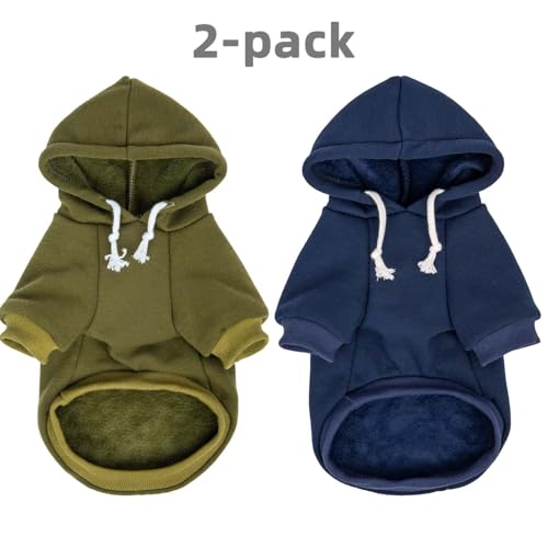 2-Pack Dog Hooded Sweaters & Jackets - Soft Dog Clothes Hoodie for Small/Medium/Large Dogs & Cats | All-Season Comfort & Fit, Stylish Pet Shirts Apparel & Accessories (Army Green, Navy, Large) - Image 3