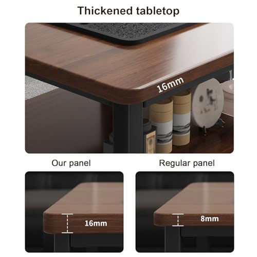 Table basse MultiZone noire 100x55x60 cm avec double étagères en acier - 8