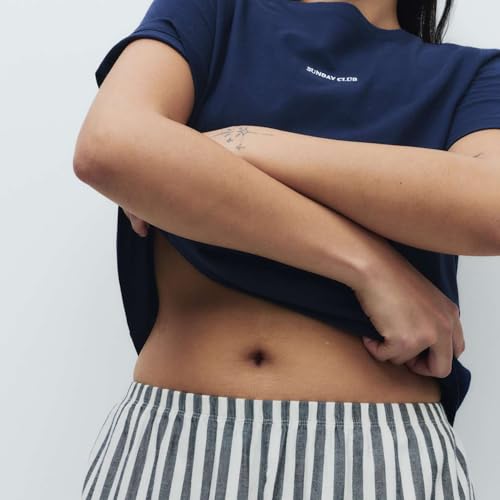 Image of Marks & Spencer Women's Pure Cotton Pyjama Set with Woven Bottoms