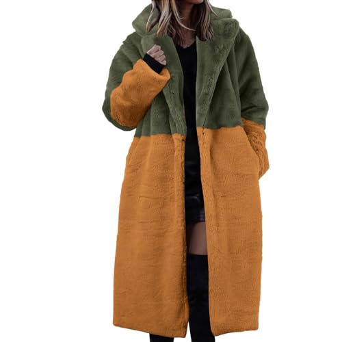 Manteau hiver chaud femme en fausse fourrure pelucheuse et polaire mi-long
