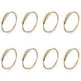 LYQNIHOB 8 pcs Anillos Nasales de Acero Inoxidable Hipoalergénico, Anillos con Diseños, Anillo Septum, Aro de Nariz Segmentado y Plegable de 8mm, Cuerpo Piercing Nariz Aro Labio Para unisexo, Oro rosa