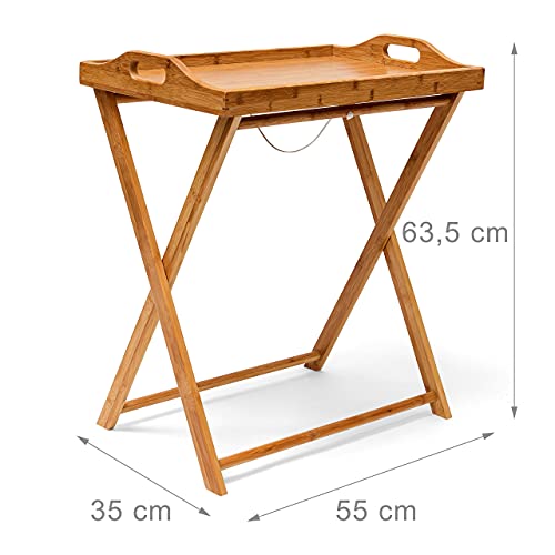 Table d'appoint pliante en bambou Relaxdays 63,5x55x35 cm