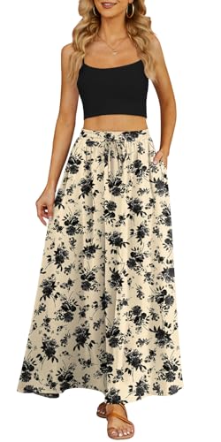 Yincro Women's Flowy Maxi Skirt Summer Pleated High Waisted Casual Long Skirts with Pockets - Image 3
