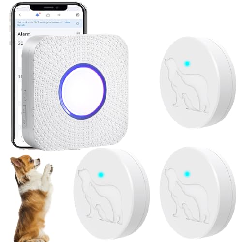 EverNary Dog Door Bell Doggie Doorbell for Potty Training with Wireless Waterproof Touch Button Transmitter and Receiver (White, 1 WiFi Receiver 3 Button)