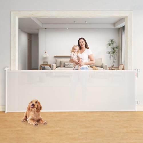 Image of Momcozy Baby Gate 41'' Tall 118'' Wide 【 Extra Wide 】 for Large Opening Retractable Baby Gates for Child and Large Pets Safety Dog Gate for Stairs, Doorways, Hallways, Indoor, Outdoor