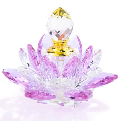 YWHL Pequeñas botellas de perfume de loto de cristal morado,...