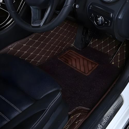 Image of 7D Premium Leatherette Car Foot Mat for Ford Endeavour Model (2017-2024)| Imparts Luxurious & Elegant Look | 100% Waterproof and Dust Proof | Custom Fitted Car Floor Tray Mat - Coffee