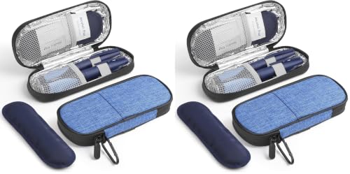 Image of Gelozid Insulin Cooler Travel Case Diabetic Medication Insulated Cool Organizer with 2 Reusable Ice Packs for Insulin Pen and Other Diabetic Supplies, for the Daily Life and Trip(Blue) (Pack of 2)