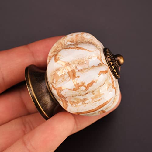 Hanlinggg Cabinet Knobs 10 Pack Ceramic Antique Pumpkin Door Knob Cupboard Dresser Drawer Kitchen Furniture Pulls Handles With 3 Kinds Of Screws #TOP5
