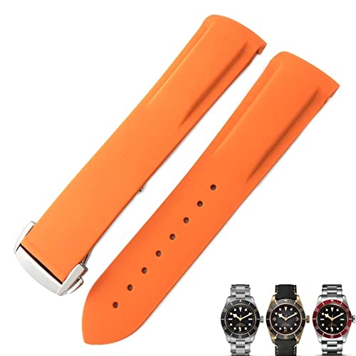Bracelet de montre en caoutchouc noir premium boucle pliante Tudor Bay
