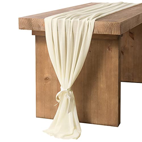 Ivory Chiffon Sheer Table Runner Boho Table Runner 120 Inches Table Runner for Rustic Weddings Arches for Ceremony- Romantic Sheer Sweetheart Table Runner Bridal Shower DÃ©cor Centerpieces for Easter