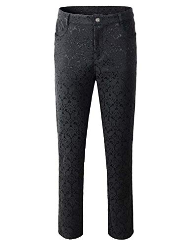 Men's Trousers Pants Black Brocade Steampunk VTG Vintage Gothic Victorian