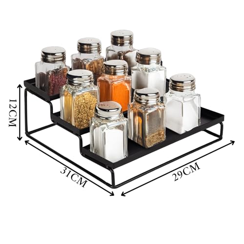Image of Niyara Iron Metal Heavy Duty Stand 3-Steps multistorage /Multipurpose Standing Rack, Bathroom Countertop Storage Shelf Cosmetic Organizer Holder Kitchen Spice Rack, (Stairs design Black)